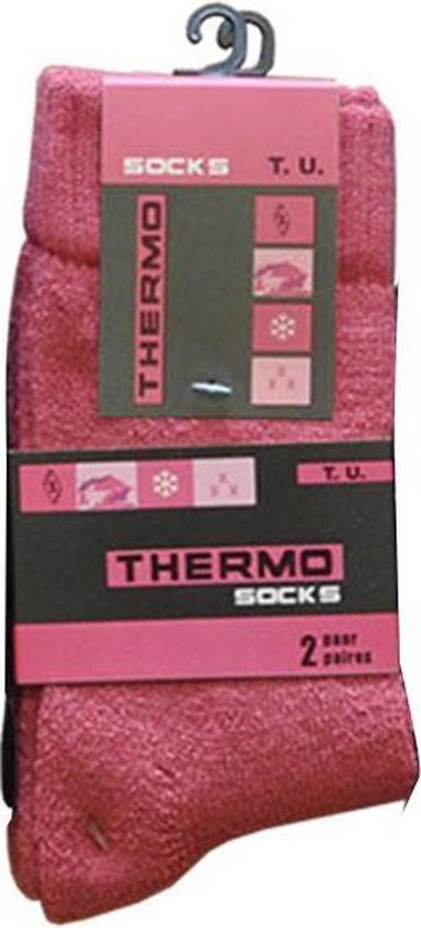 EXTRA warme winter dames sokken - Wol - Roze - Maat 36/41 - 4 Paar  chaussettes socks