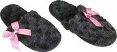 Pantoffels Slippers Met Roze Boog - Zwart - Maat 38
