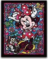 Diamond Painting Minnie Mouse - Ronde steentjes - Volledig pakket - 5D - 24 kleuren - 25x35cm - Diamond Painting kinderen - Diamond Painting volwassen - Glas in lood Diamond Painti
