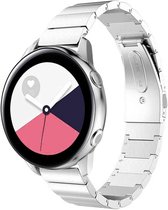 Stalen Smartwatch bandje - Geschikt voor  Samsung Galaxy Watch Active metalen bandje - zilver - Horlogeband / Polsband / Armband