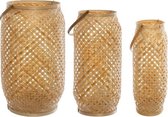 Set van 3 rituality etnische bamboe lantaarns - Beige - Hoogte 51.5 cm