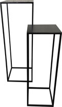 plantentafel/sokkel/pilaar metaalkleur zwart hoog 80 en 100 cm (set)