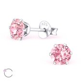 Aramat jewels ® - Oorbellen rond swarovski elements kristal 925 zilver licht roze 5mm