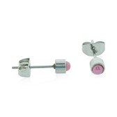 Aramat jewels ® - Zweerknopjes parel roze chirurgisch staal zilverkleurig 4mm