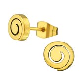Aramat jewels ® - Zweerknopjes oorbellen spiraal goudkleurig chirurgisch staal 7mm