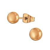 Aramat jewels ® - Rosékleurige bolletjes oorstekers rosékleurig staal 4mm