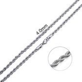 Aramat jewels ® - Rvs koord ketting zilverkleurig chirurgisch staal 70cm 4mm