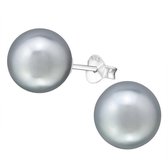Aramat jewels ® - Zilveren pareloorbellen licht grijs 925 zilver parel 10mm