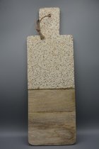 Tapasplank - Snijplank - J-Line - 17 x 48 x 1,5 cm - Hout/Terrazzo - Beige - Serveerplank