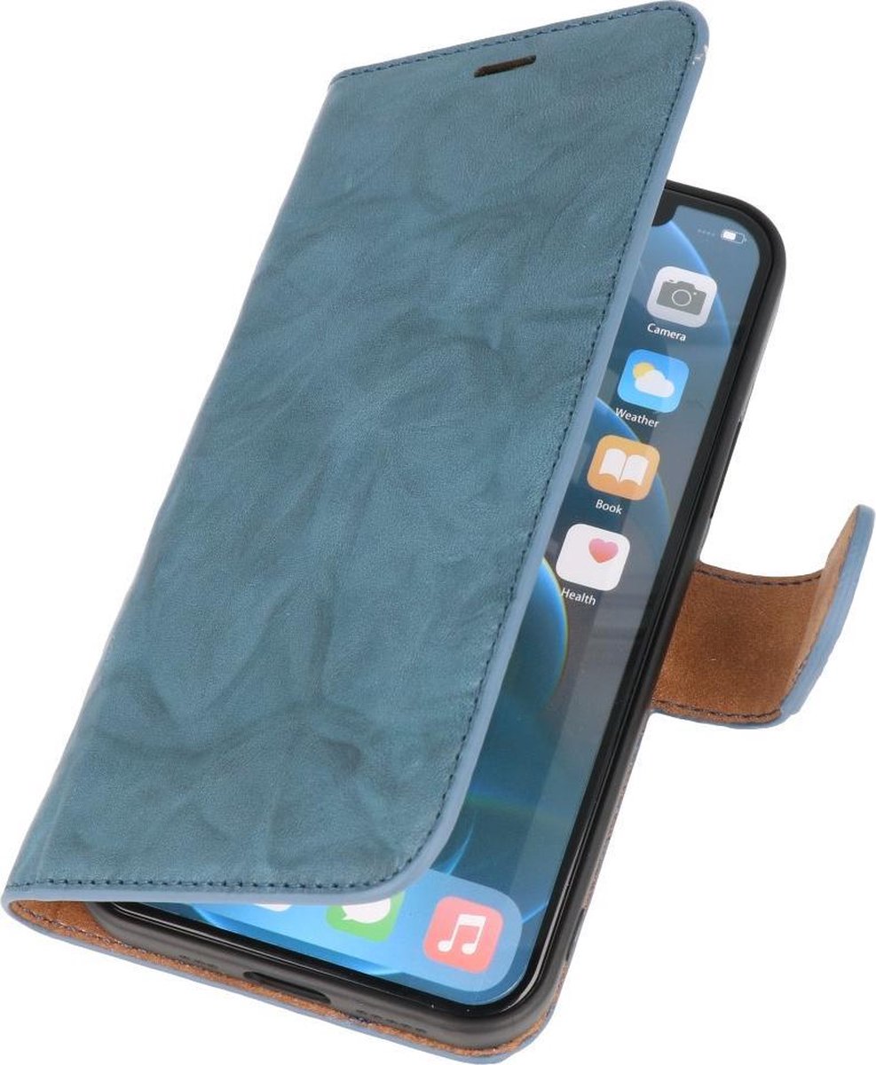 DiLedro iPhone 12 Mini Hoesje Bookcase Shock Proof - Washed Light Blue