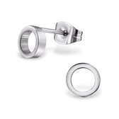 Aramat jewels ® - Aramat jewels oorbellen zweerknopjes cirkel zilverkleurig staal 6mm