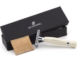 Scheermes voor heren perfecte schoon scheren baard en snor dubbele rand veiligheidsscheermes met leer zakje perfecte cadeau voor heren