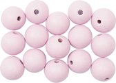 Rico Design - Kralen - Set van 15 - Roze - Houten Kralen - Bedels - Kralen Set - Macrame - Kralen Hobby Volwassenen - Kralenset - Handwerken