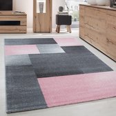 Modern ontworpen tapijt met blok Desing Tapijt Zwart Grijs Roze