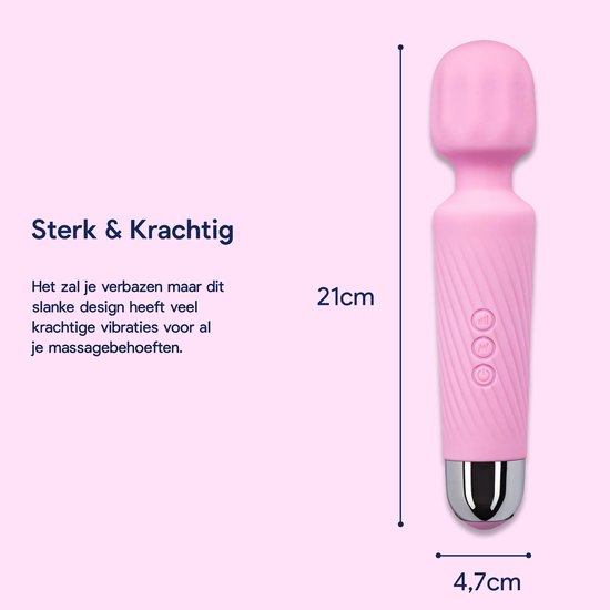 Roze Eva persoonlijke massager, 21 cm lang met gedetailleerde ergonomische grip.