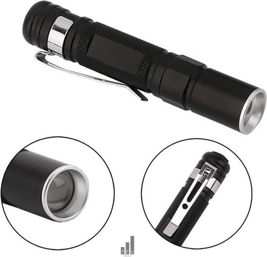 Led Zaklamp -Mini Draagbare -Fel-Pocket - Handige- Licht- Zwart | bol