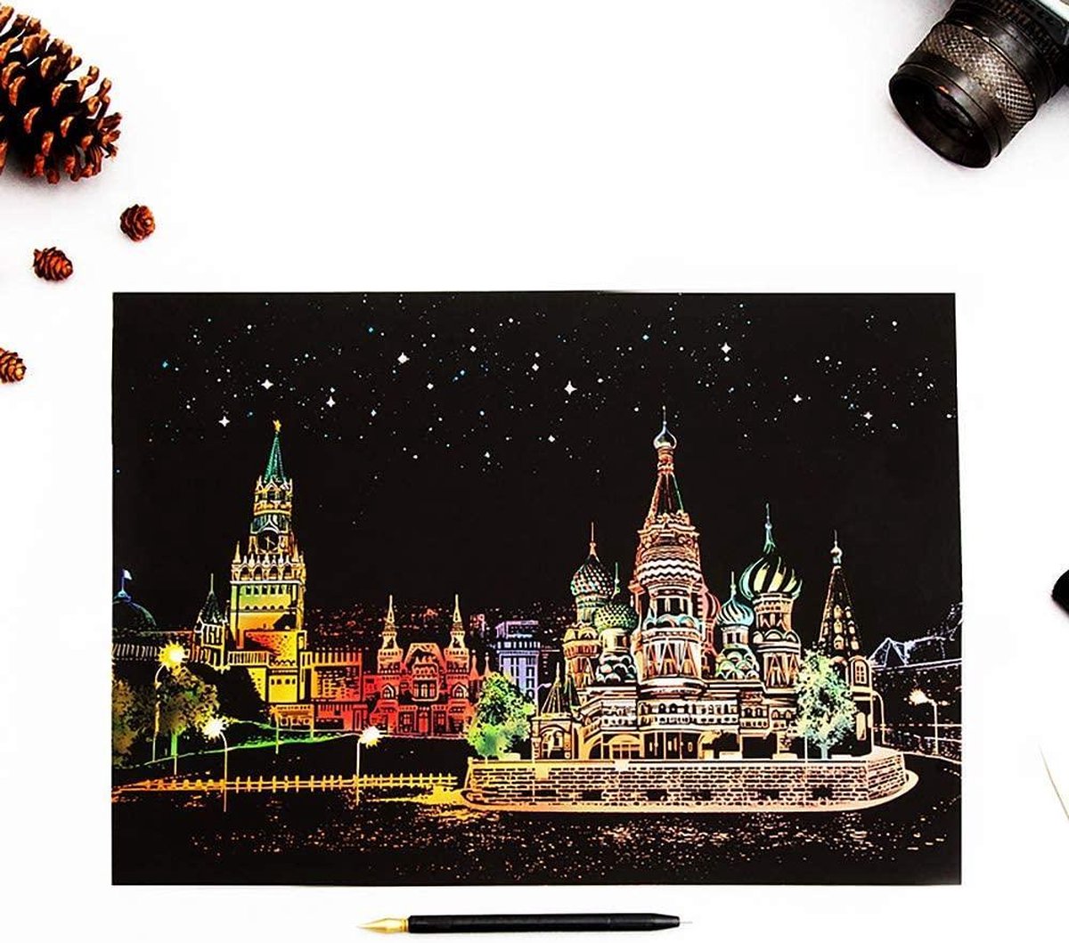 Scratch Art Volwassenen 41 x 28 cm Rode Plein Moskou Kras