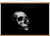 Schoolplaat – Doodskop (zwart/wit) - 120x80cm Foto op Textielposter (Wanddecoratie op Schoolplaat)