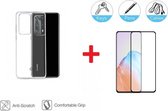 2-In-1 Screenprotector Hoesje Bescherming Protector Set Geschikt Voor Huawei P40 Pro/P40 Pro+ - Full Cover 3D Edge Tempered Glass Screen Protector  Siliconen Back Hoes Cover Case - Doorzichti