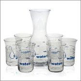Glazen water karaf (900 ml) + 6 water glazen (250 ml)