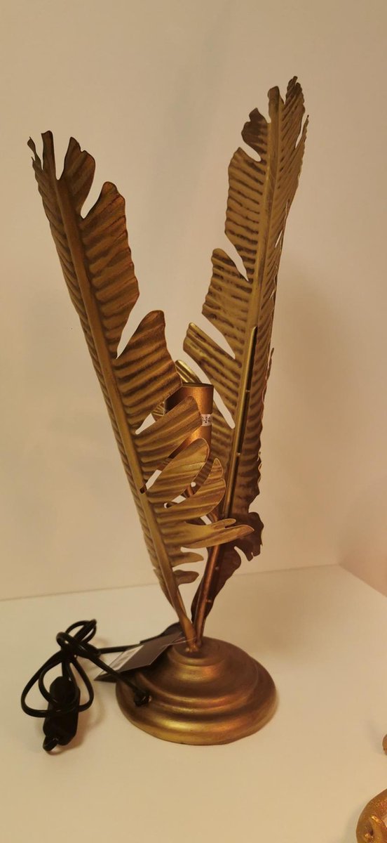 Lamp - Waai Blad -Antiek Goud - 58cm .