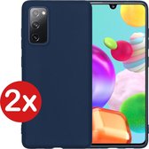 Samsung A41 Hoesje - Samsung Galaxy A41 Hoesje Case - Samsung A41 Cover Donker Blauw - 2 PACK