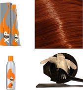 XP100 haarverf pakket kleur 7.44  Middenblond & Koper intensief (1x 100ML) met 9% waterstof ( 1x 250ML) incl verfbakje, kwast, maatbeker, puntkam en handschoenen