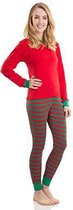 Elowel - Unisex Vollwassen Gestreepte Kerstpyjama, 2 Delig, 100% Katoen,Comfortabel, Slim fit Broek | M | Rood - Rood Groen