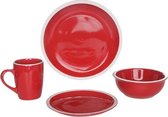 Inca Luxe Serviesset - 16 delig - rood - 4 persoons - Vaatwasserbestendig