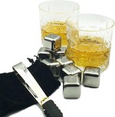 Relaxreus | Luxe whiskey set | 2 Glazen | 8 Whiskey stones | Tang | Fluweel zakje | Whiskey cadeau set | Met stijlvolle houten opbergdoos! | Whisky stenen | Premium wisky set