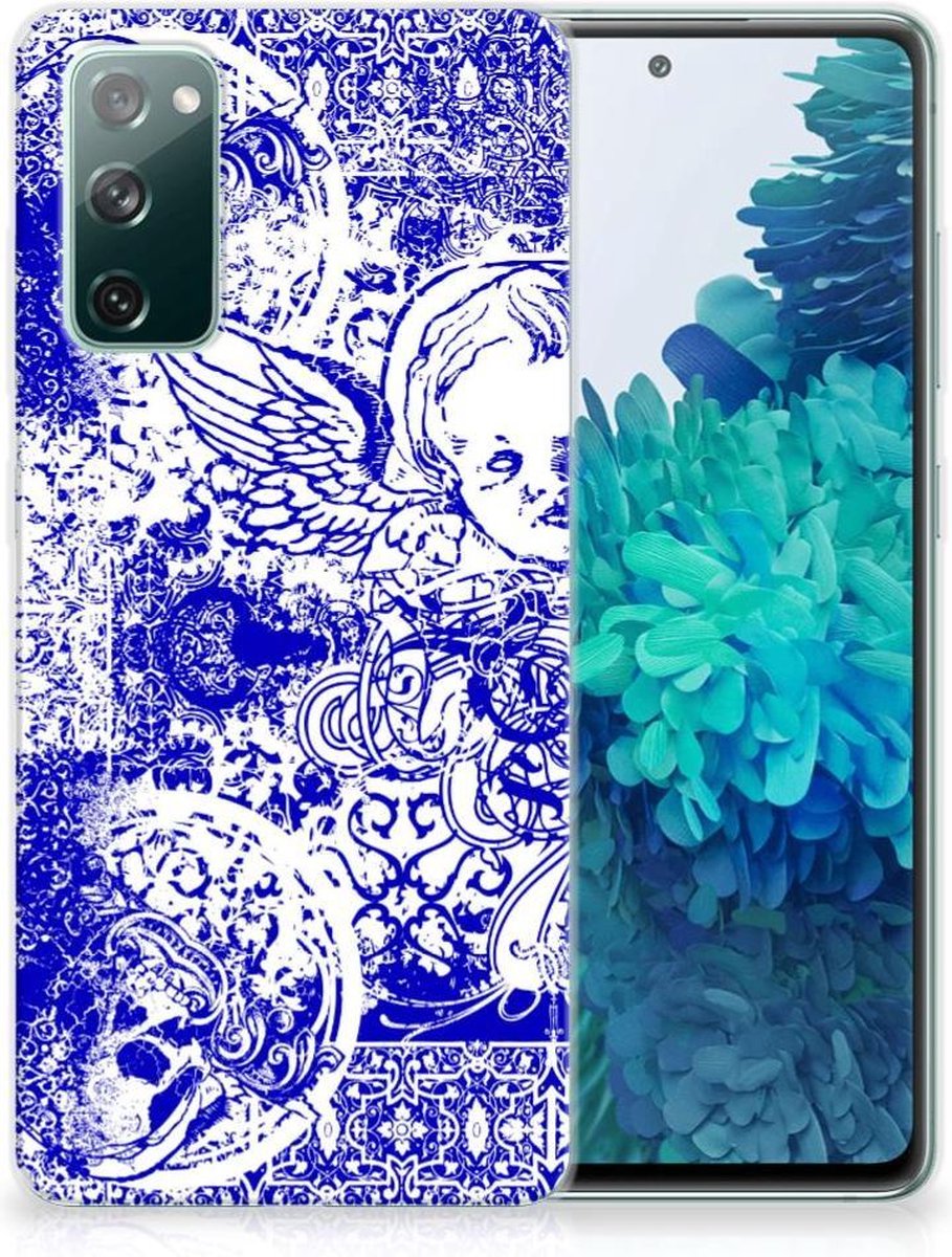 Silicone Back Case Samsung Galaxy S20 FE Angel Skull Blauw