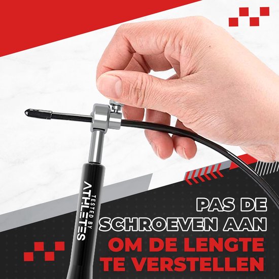 Tested by Athletes - Professioneel Springtouw + E-Book - Verstelbaar Springtouw - Sport Springtouw - Zwart