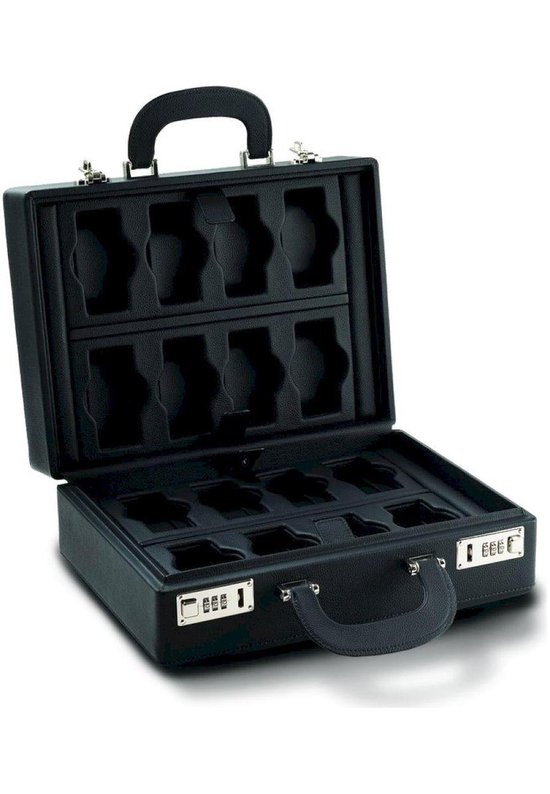 Coffret à Montres En Cuir Noir Scatola Del Tempo - 8 Places - Fabriqué En Italie