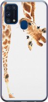 Samsung M31 hoesje - Giraffe kiekeboe | Samsung Galaxy M31 hoesje | Siliconen TPU hoesje | Backcover Transparant