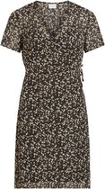 Vila Dames 14061791 SIONI SS WRAP DRESS Black Jurk - Maat 40