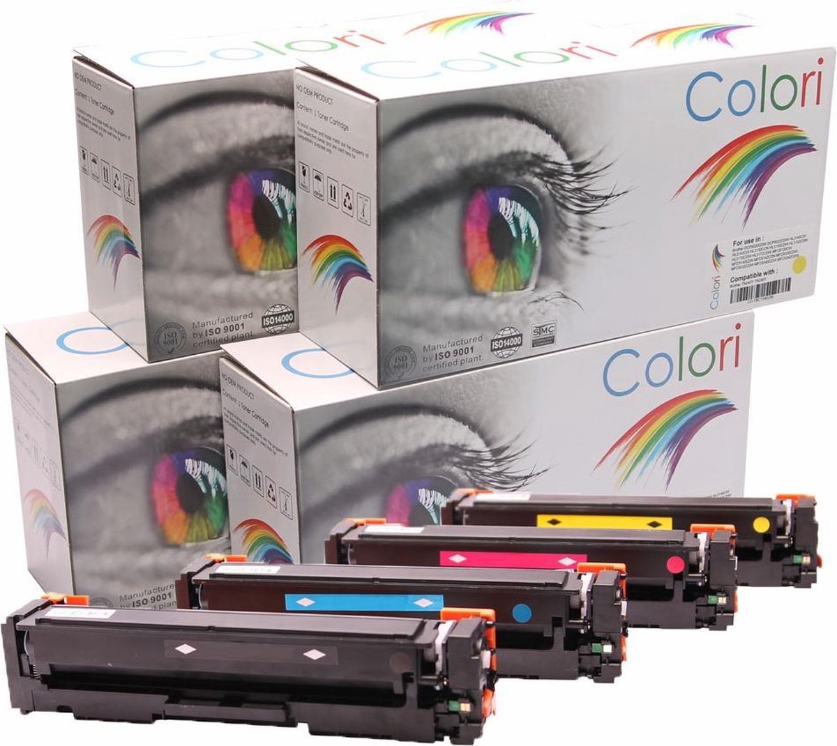 Set 4x Colori huismerk toner geschikt voor HP Laserjet Pro M252 M252dw M252n M274 M274dn M274n MFP M277 M277dw M277n 201X CF400X CF401X CF402X CF403X