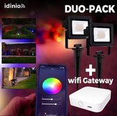 IDINIO Smart LED schijnwerper met WIFI & bluetooth - Dimbaar - White & Color - 2 x buitenlamp