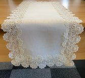 Tafelloper - creme met kant - Loper 90 cm