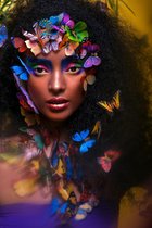 Girl surrounded by butterflies 90 x 60  - Dibond