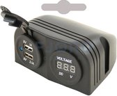 Power Line 2x USB stekker + Volt meter opbouw