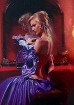 Vrouw- Spiegel- Blote rug - 40X50CM- Diamond painting pakket - volledig dekkend - Diamant Schilderen - rond- Dotz