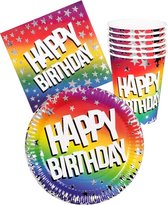 Boland - Tafelset 'Happy Birthday' Multikleur - Regenboog - Verjaardag, Tienerfeestje, Kinderfeestje