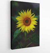 Onlinecanvas - Schilderij - Selective Focus Photography Yellow Sunflower Art Vertical Vertical - Multicolor - 80 X 60 Cm