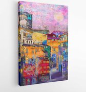 Pink morning in the city - Modern Art Canvas - Vertical - 668993902 - 40-30 Vertical
