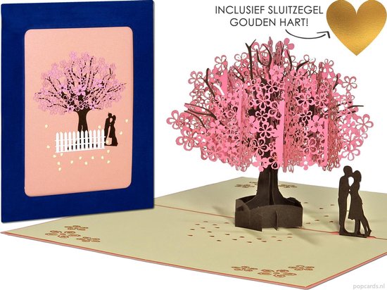 3D Popupkaart Sakura Kersenbloesem roze Kersenboom Romantische Wenskaart