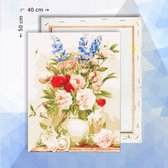 Schilderen Op Nummer Pakket Bloemen stilleven - 40 x 50 cm - met frame