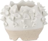 J-Line Bloempot Anemone Keramiek Wit/Beige