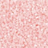 Rocailles, afm 15/0 , d: 1,7 mm, transparant roze, 2-cut, 500gr, gatgrootte 0,5 mm