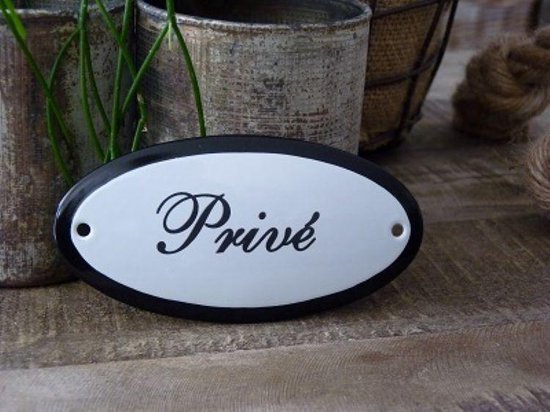 Foto: Emaille deurbordje ovaal prive 