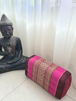 Yoga blok - Traditionele Thaise Kapok Yoga Ondersteuning Blok Kussen - Meditatie Kussen rechthoek - 35x15x10cm - Roze